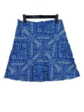 Haystacks Switchstacks Reversible Skirt Womens Sz M Bias Lettuce Seams Blue USA